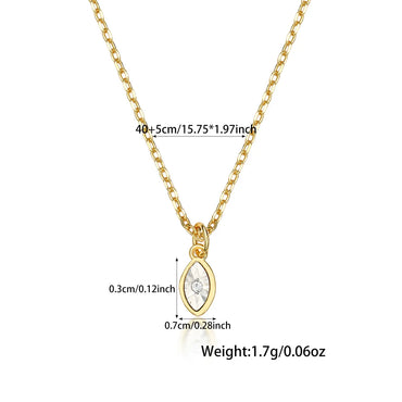 Elegant Simple Style Shiny Leaf Sterling Silver Plating Inlay Diamond Zircon 18k Gold Plated Pendant Necklace