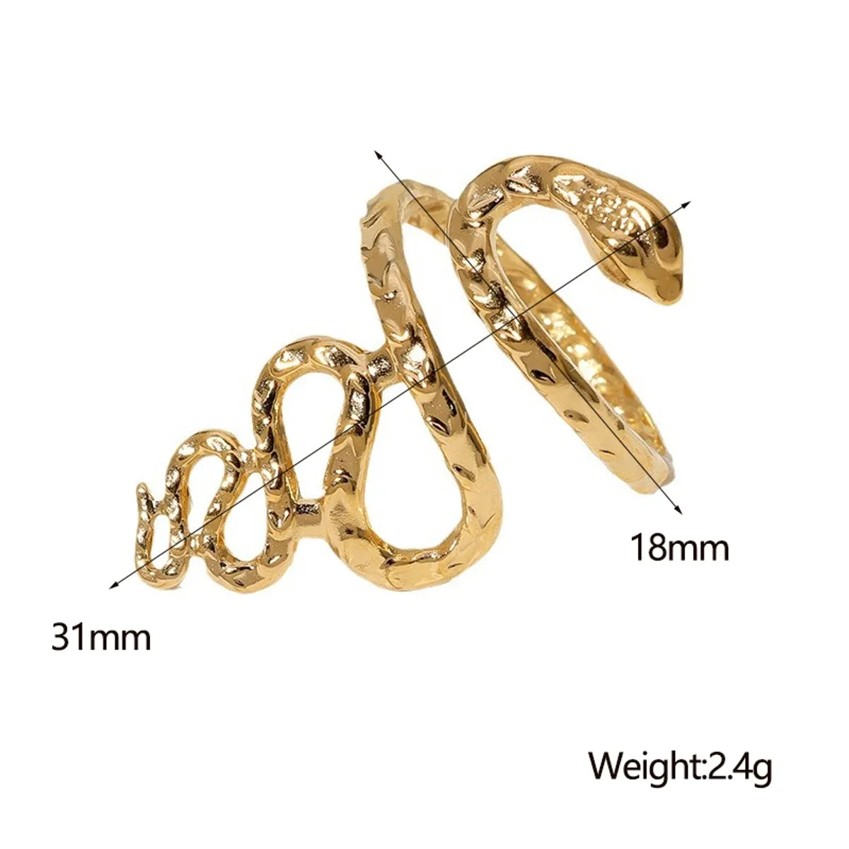 Elegant Simple Style Snake Stainless Steel Plating 18k Gold Plated Open Rings