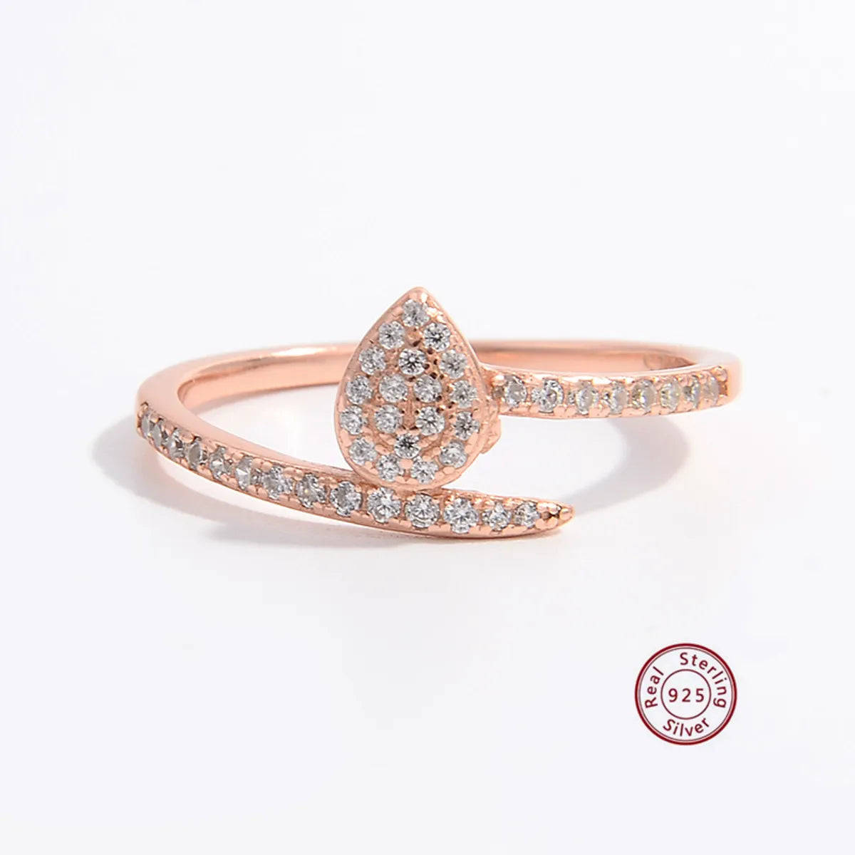 Elegant Simple Style Snake Sterling Silver Plating Inlay Zircon 14k Gold Plated Rose Gold Plated White Gold Plated Rings