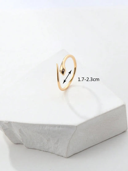 Elegant Simple Style Snake Twist Copper Plating Inlay Zircon 18k Gold Plated Open Rings