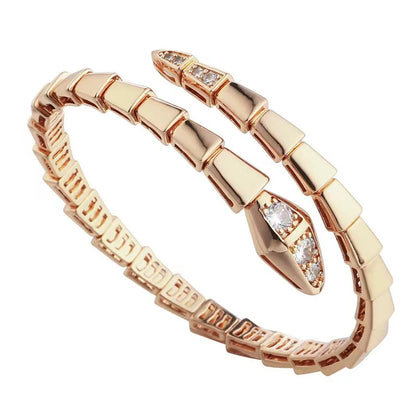 Elegant Simple Style Snake Zircon Copper Plastic Wholesale Bangle