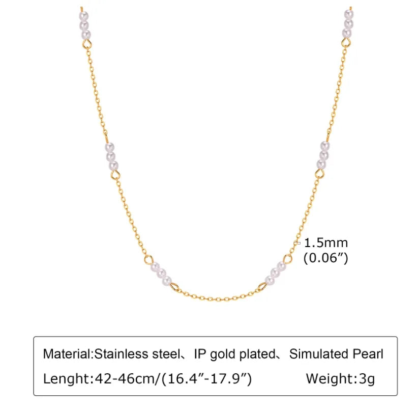 Elegant Simple Style Solid Color 18K Gold Plated 304 Stainless Steel Imitation Pearl Titanium Steel Wholesale Necklace