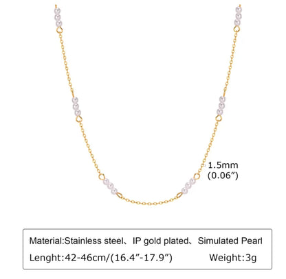 Elegant Simple Style Solid Color 18K Gold Plated 304 Stainless Steel Imitation Pearl Titanium Steel Wholesale Necklace