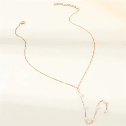 Elegant Simple Style Solid Color Artificial Pearl Alloy Beaded Women's Sweater Chain