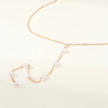 Elegant Simple Style Solid Color Artificial Pearl Alloy Beaded Women's Sweater Chain