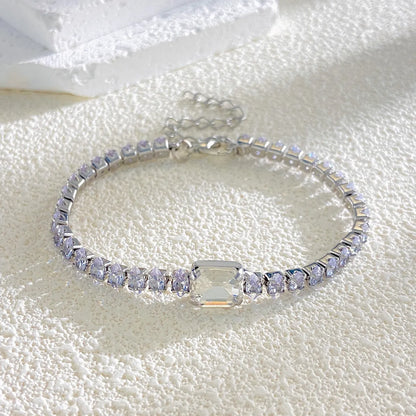 Elegant Simple Style Solid Color Copper Inlay Zircon Bracelets