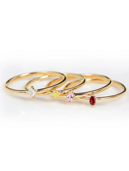 Elegant Simple Style Solid Color Copper Inlay Zircon Rings