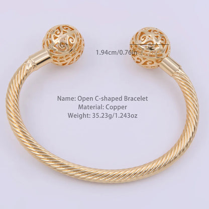 Elegant Simple Style Solid Color Copper Twist Plating Hollow Out 18k Gold Plated Bangle