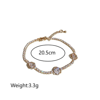 Elegant Simple Style Solid Color Flower Zircon Alloy Wholesale Bracelets