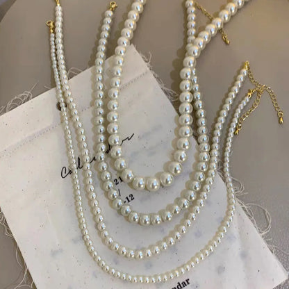 Elegant Simple Style Solid Color Imitation Pearl Plating Women'S Necklace