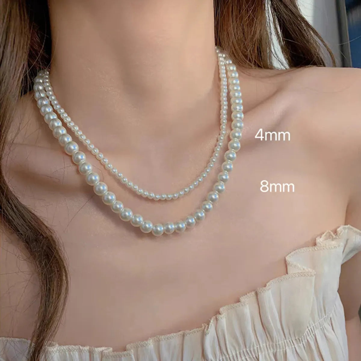 Elegant Simple Style Solid Color Imitation Pearl Plating Women'S Necklace