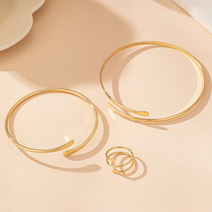 Elegant Simple Style Solid Color Metal Wholesale Rings Bracelets Arm Bracelet