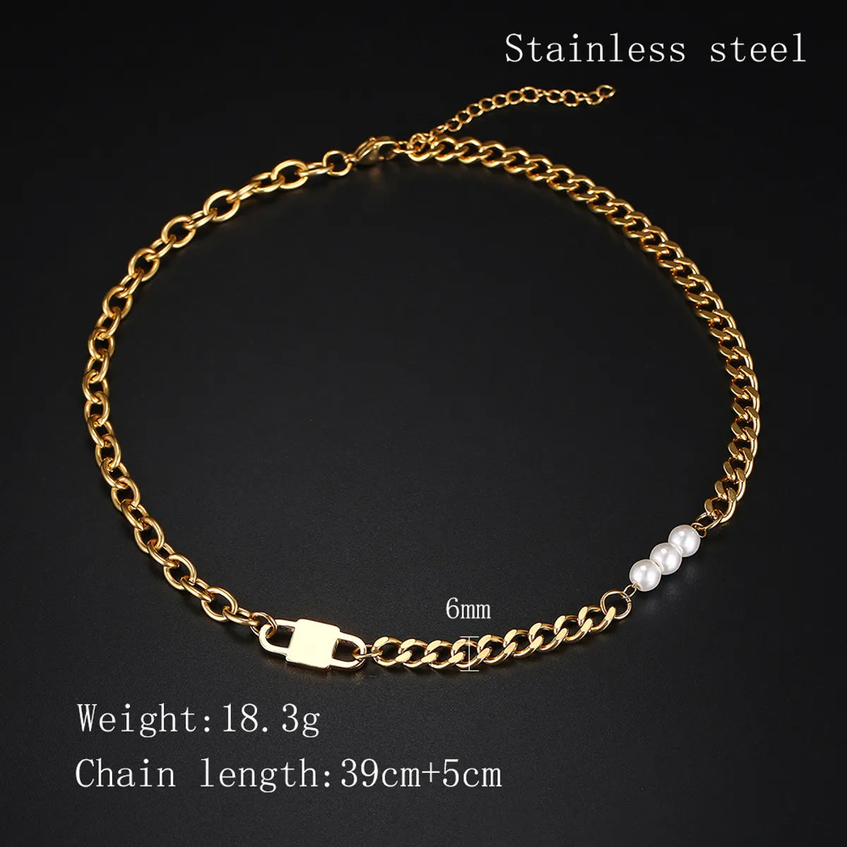 Elegant Simple Style Solid Color Stainless Steel Plating 18k Gold Plated Necklace