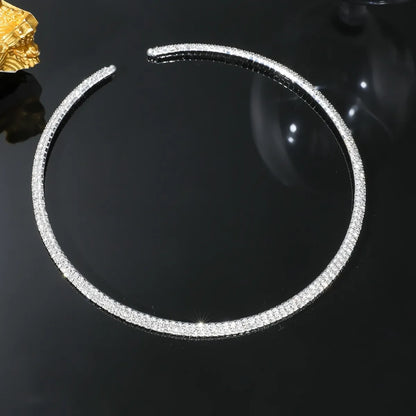 Elegant Simple Style Solid Color Stainless Steel Plating Inlay Rhinestones Silver Plated Necklace