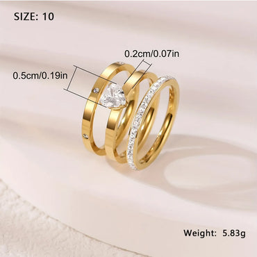 Wholesale Jewelry Elegant Simple Style Solid Color 304 Stainless Steel Zircon Gold Plated Plating Inlay Rings