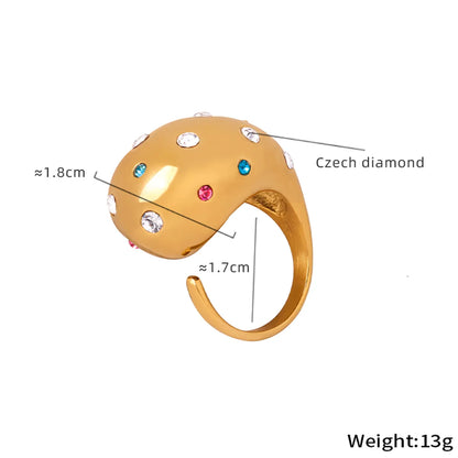 Elegant Simple Style Solid Color Titanium Steel Layered Plating 18k Gold Plated Open Rings