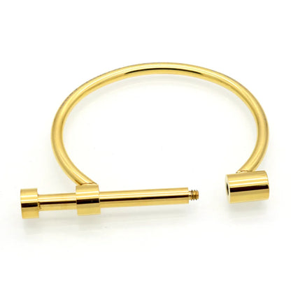 Elegant Simple Style Solid Color Titanium Steel Polishing Plating 18k Gold Plated Bangle