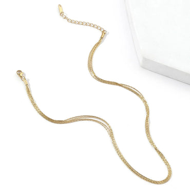 Elegant Simple Style Solid Color Titanium Steel Polishing Plating 18k Gold Plated Layered Necklaces