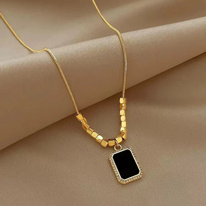 Elegant Simple Style Square Stainless Steel Titanium Steel Plating Pendant Necklace