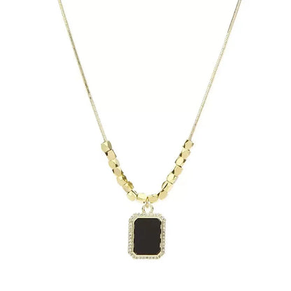 Elegant Simple Style Square Stainless Steel Titanium Steel Plating Pendant Necklace