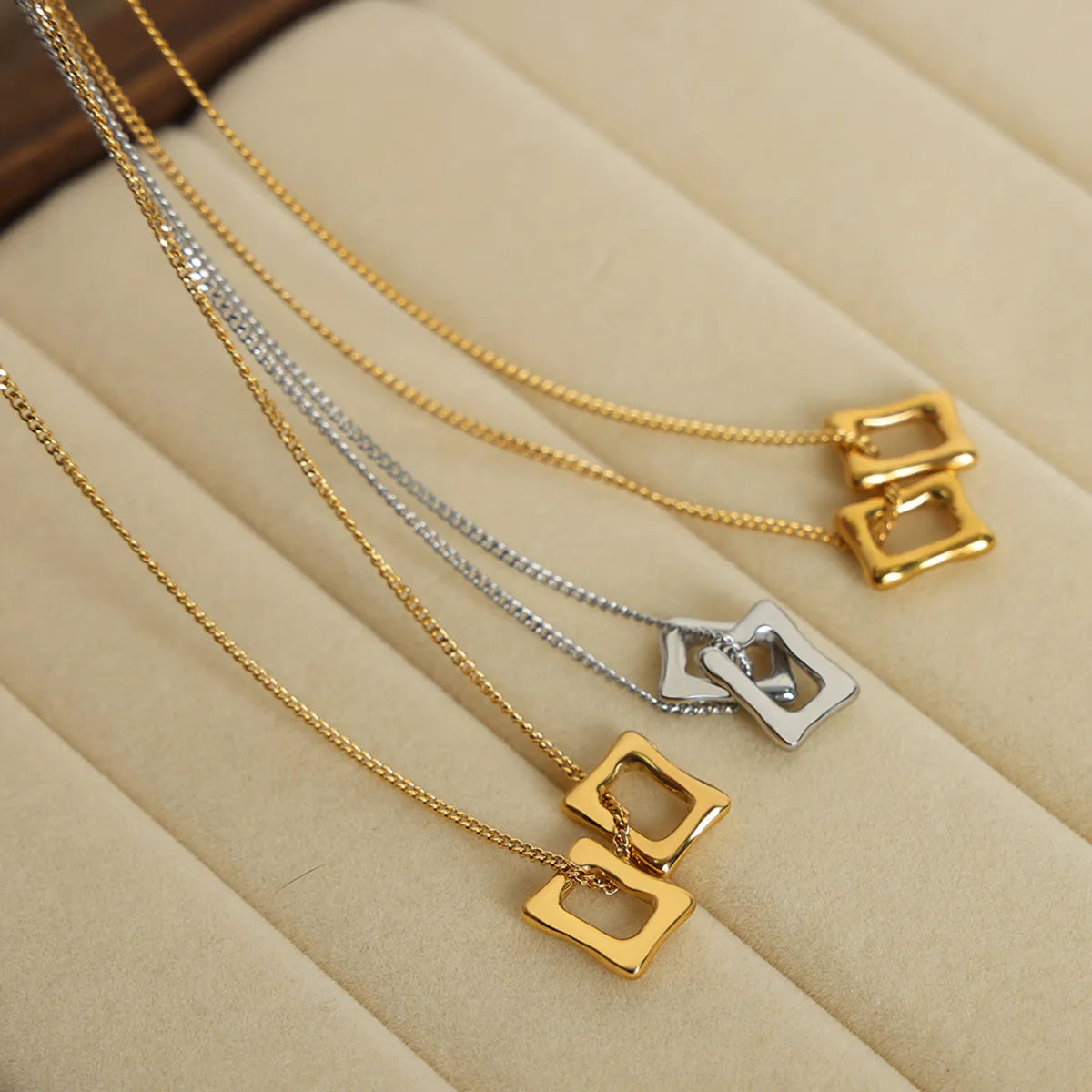 Elegant Simple Style Square Titanium Steel Plating 18k Gold Plated Pendant Necklace