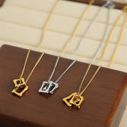 Elegant Simple Style Square Titanium Steel Plating 18k Gold Plated Pendant Necklace