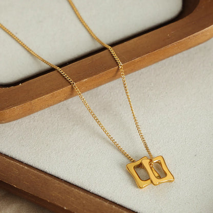 Elegant Simple Style Square Titanium Steel Plating 18k Gold Plated Pendant Necklace