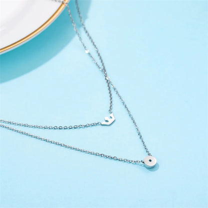 Elegant Simple Style Star Crown Stainless Steel Inlay Zircon Double Layer Necklaces