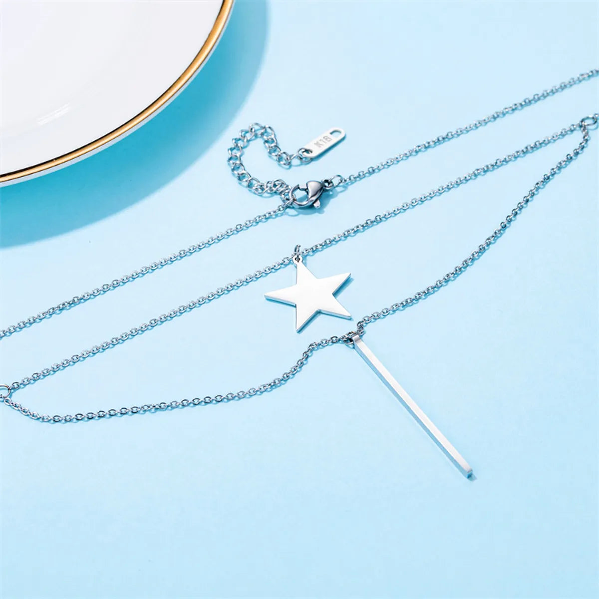 Elegant Simple Style Star Crown Stainless Steel Inlay Zircon Double Layer Necklaces