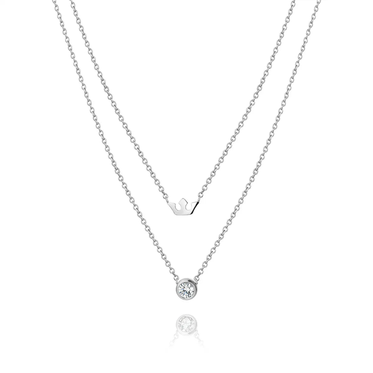 Elegant Simple Style Star Crown Stainless Steel Inlay Zircon Double Layer Necklaces