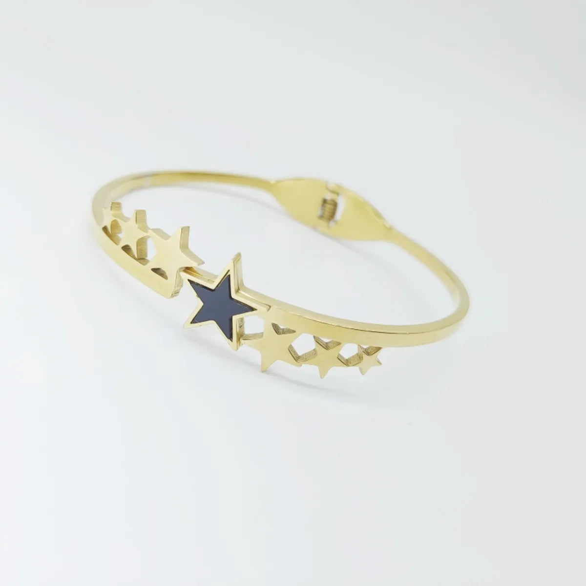 Elegant Simple Style Star Moon Titanium Steel Plating Inlay Rhinestones 18k Gold Plated Bangle