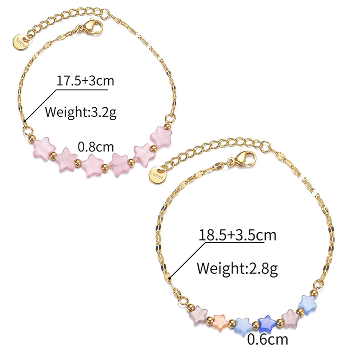 Elegant Simple Style Star Stainless Steel Plating 18k Gold Plated Bracelets