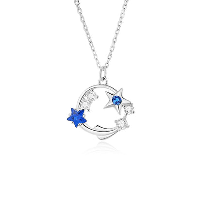 Elegant Simple Style Star Sterling Silver Plating Inlay Zircon Pendant Necklace