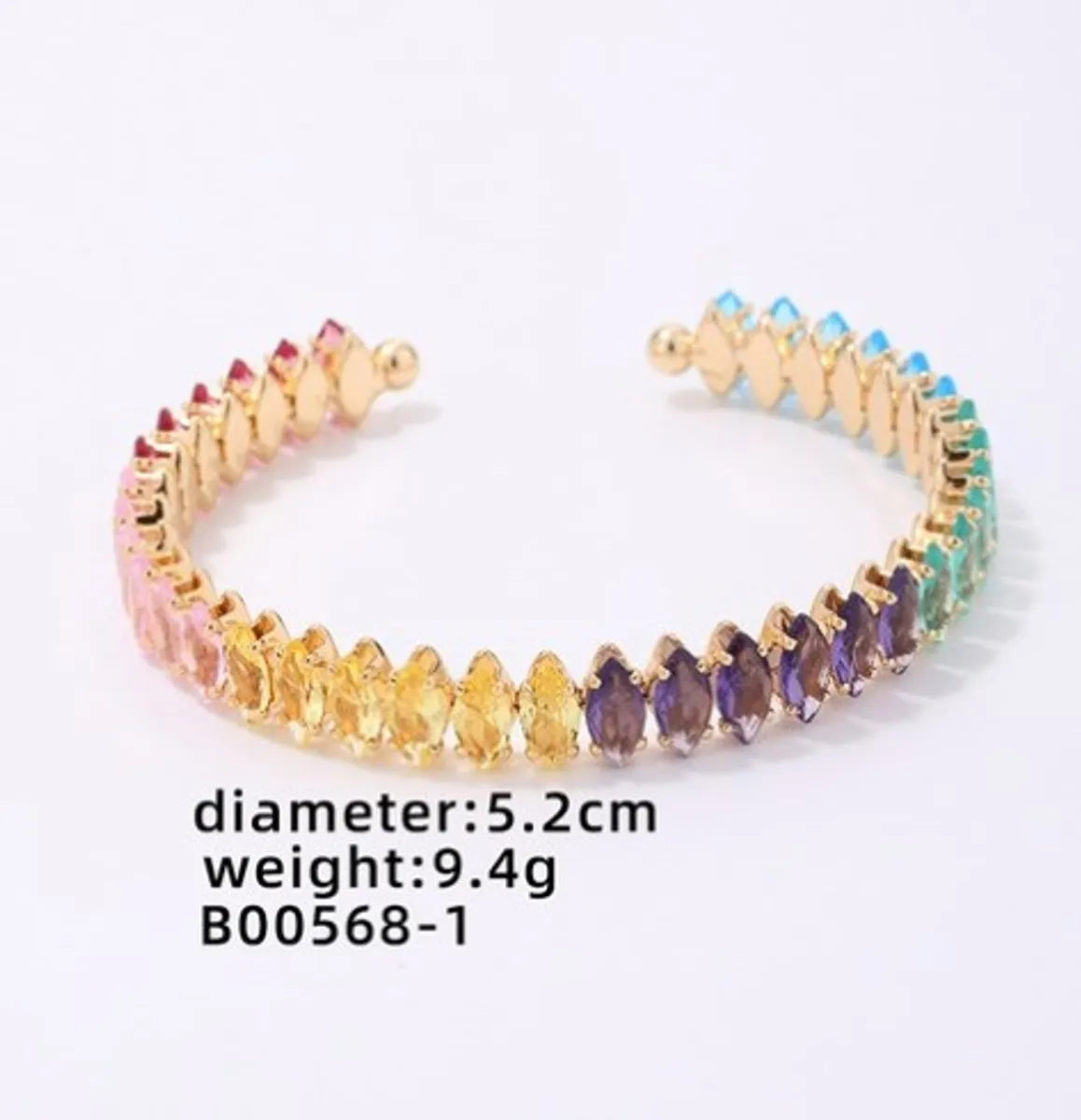 Elegant Simple Style Streetwear Color Block Copper Plating Inlay Zircon Bangle