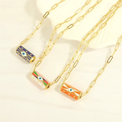 Elegant Simple Style Streetwear Devil's Eye Copper Enamel Plating 18k Gold Plated Bracelets Necklace