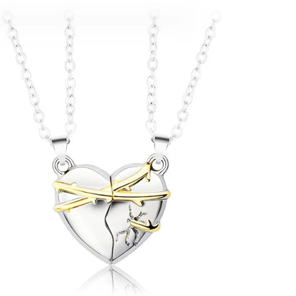 Elegant Simple Style Streetwear Heart Shape Alloy Plating Valentine'S Day Couple Pendant Necklace