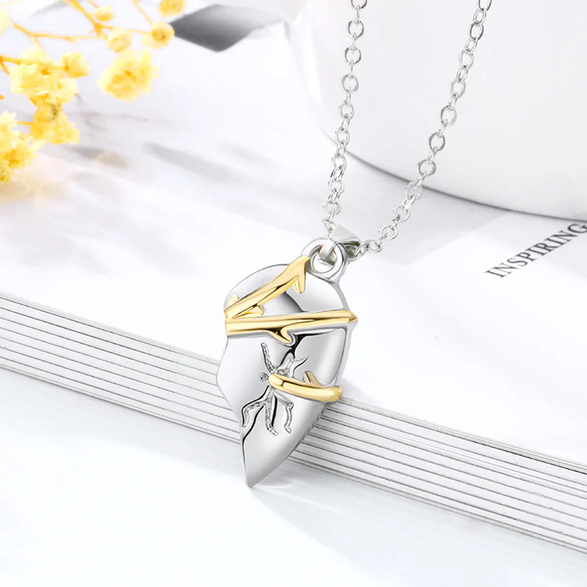 Elegant Simple Style Streetwear Heart Shape Alloy Plating Valentine'S Day Couple Pendant Necklace