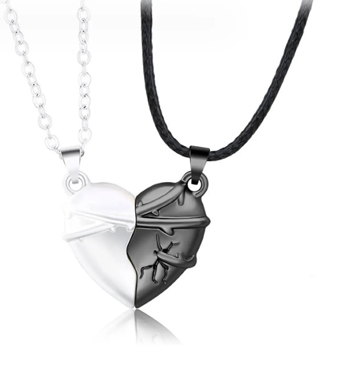 Elegant Simple Style Streetwear Heart Shape Alloy Plating Valentine'S Day Couple Pendant Necklace