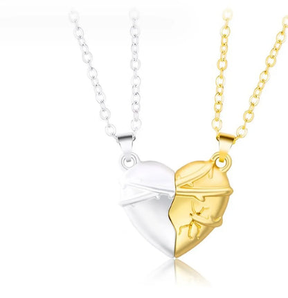 Elegant Simple Style Streetwear Heart Shape Alloy Plating Valentine'S Day Couple Pendant Necklace