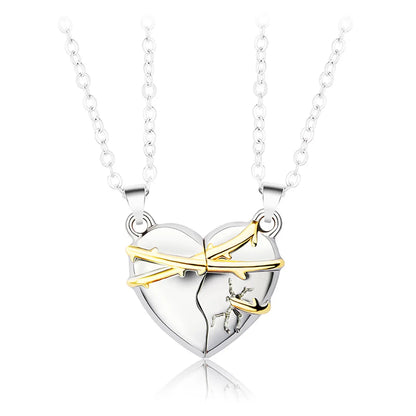 Elegant Simple Style Streetwear Heart Shape Alloy Plating Valentine'S Day Couple Pendant Necklace