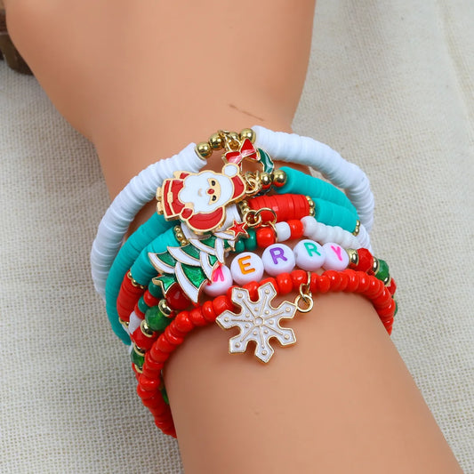 Elegant Simple Style Streetwear Santa Claus Plastic Soft Clay Wholesale Bracelets