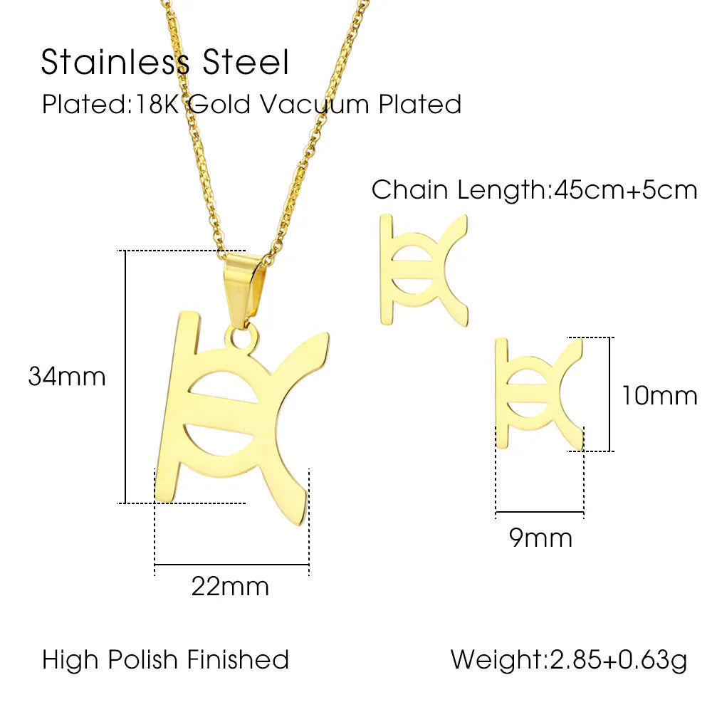 Elegant Simple Style Streetwear Symbol 18K Gold Plated 304 Stainless Steel Wholesale Earrings Necklace