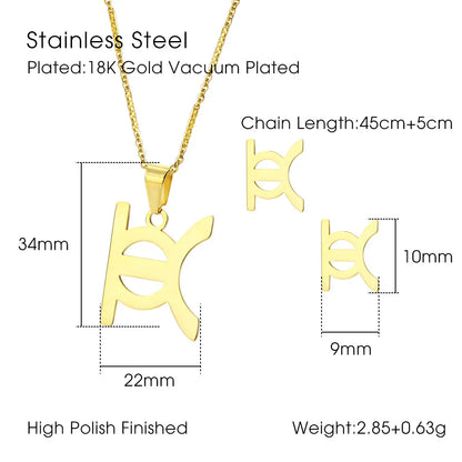 Elegant Simple Style Streetwear Symbol 18K Gold Plated 304 Stainless Steel Wholesale Earrings Necklace