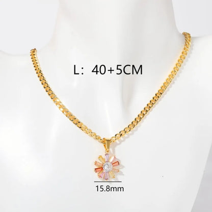 Elegant Simple Style Sun Heart Shape Titanium Steel Plating Inlay 18k Gold Plated Pendant Necklace