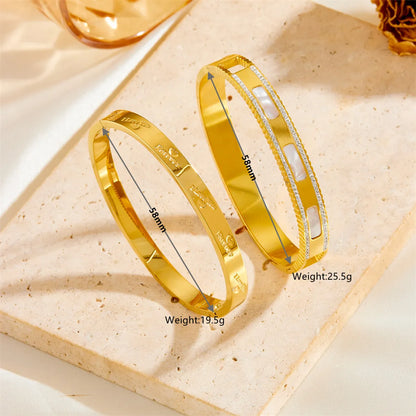 Elegant Simple Style Tree Heart Shape Butterfly Stainless Steel 18K Gold Plated Acrylic Bangle In Bulk