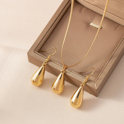 Elegant Simple Style Water Droplets Plastic Ferroalloy Plating Women's Earrings Necklace