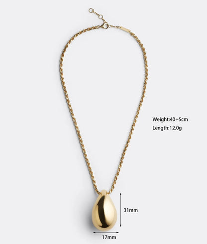 Elegant Simple Style Water Droplets Stainless Steel Plating 18k Gold Plated Pendant Necklace