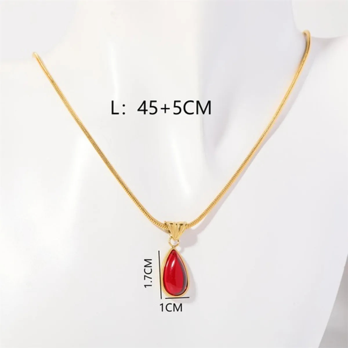 Elegant Simple Style Water Droplets Stainless Steel Plating Inlay Zircon 18k Gold Plated Pendant Necklace