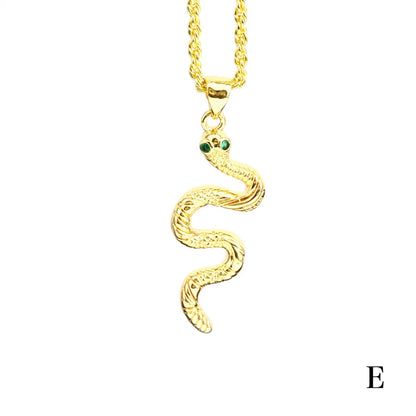 Elegant Snake Copper Plating Zircon Pendant Necklace