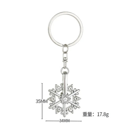 Elegant Snowflake Alloy Inlay Zircon Unisex Keychain